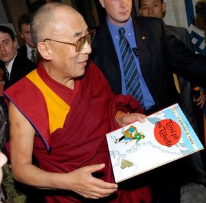 Il Dalai Lama con Tintin in Tibet