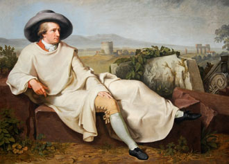 Johann Wolfgang von Goethe in un dipintodi Johann Heinrich Wilhelm Tischbein (1786) Johann Wolfgang von Goethe in un dipintodi Johann Heinrich Wilhelm Tischbein (1786)