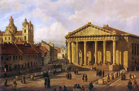 Il Municipio di Vilnius in un dipinto del polacco Marcin Zaleski (1863)