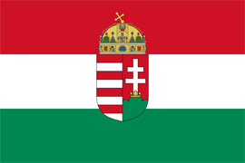 La Bandiera Ungherese con lo stemma ufficiale, riadottato nel 1990, dopo il periodo sovietico.