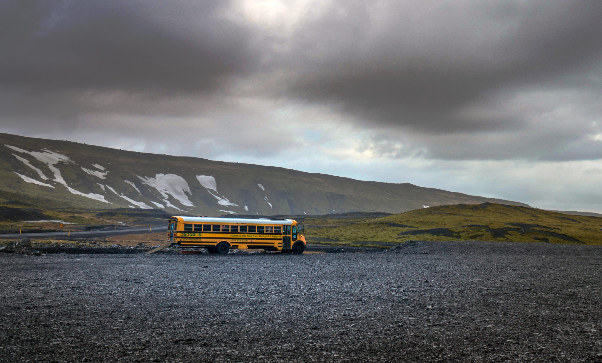Un bus nei pressi di Eyjafjallajökull